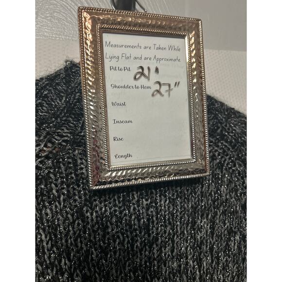 Express Women's Black Silver Metallic Marled Mock Neck Sweater Large - Picture 8 of 9